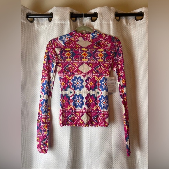 SALE🎉FP MOVEMENT Printed High Jump Long Sleeve / Fair Isle Magenta / XS - Picture 4 of 14